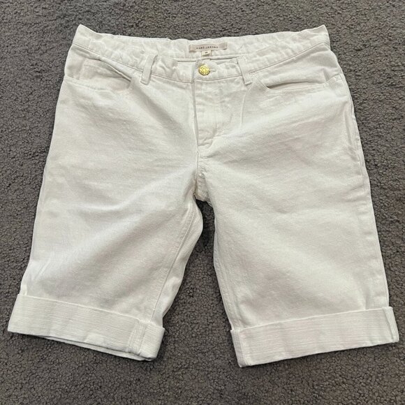 MARC JACOBS WHITE DENIM BERMUDA SHORTS - 100% Cotton  MADE IN USA  EUC - SIZE 10 - Picture 1 of 12